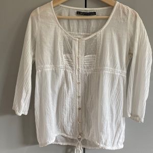 ZARA Semi sheer blouse with some crochet and lace